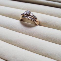 14k Diamond Engagement Ring And Band