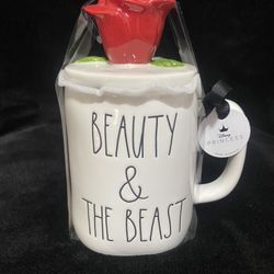 Rae Dunn Beauty & The Beast Rose Topper Mug