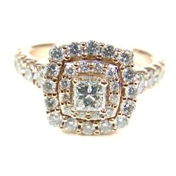 14K Gold Princess-Cut Diamond Halo Engagement Ring Size 5.5
