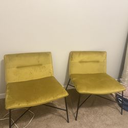 Mustard Yellow Suede Chair -two Identical 