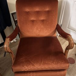 Vintage Antique Burnt Orange Velvet Rocker