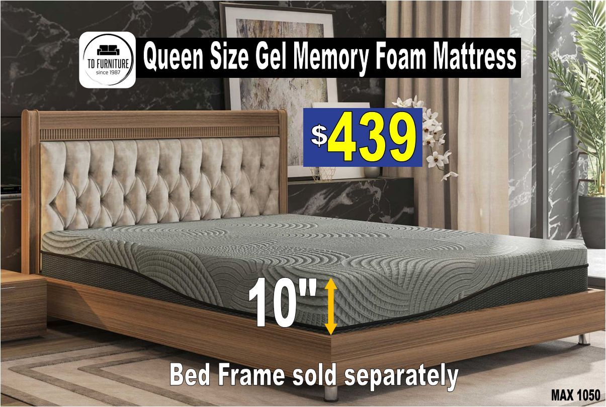 Queen size Gel Foam Mattress, 10" Queen size Gel Foam Mattress, colchon de gel foam, furniture, nuevo mattress.