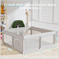 Baby Playpen 50x50 Inch, For Indoor & Outdoor With Breathable Mesh Anti-Fall Playpen