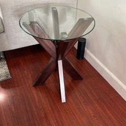 2 Circular Glass End Tables 