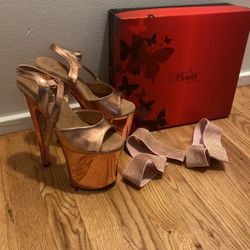 Rose Gold Glitter Pleasers Heels