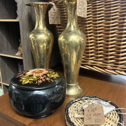 Lovely Vintage Brass Fluted Vase (2 Available)