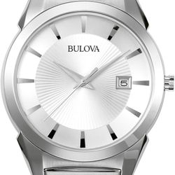 Bulova Quartz Watch, 3-Hand, 38mm Men's, Calendar Date, Patterned Dial, Style: 96B015