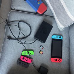 Nintendo Switch With Dock, Two Games And 3 Extra Controllers 