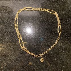 Vintage Art Deco Yellow Gold Tone Scrolled Oval Line Link Belt Jewelry 33” Long