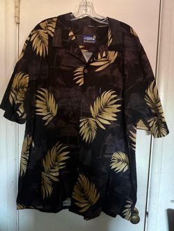 Palm tree black button up Hawaii Shirt Sz 3x