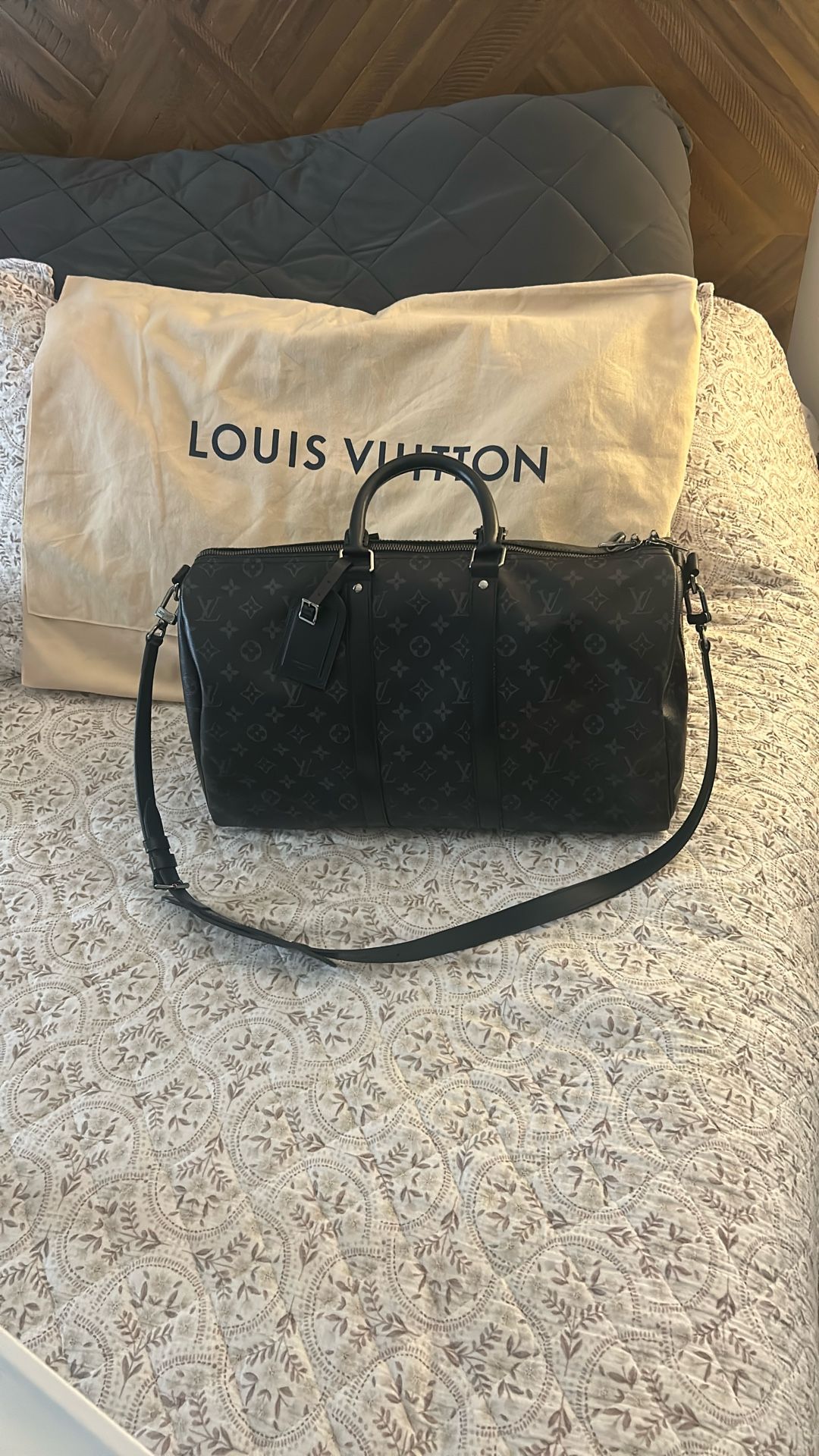 Louis Vuitton Black Duffle Bag