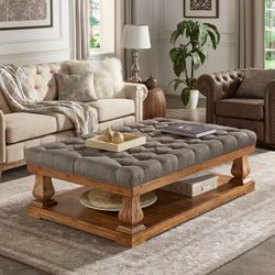 Hardwood Tufted Coffee Table 
