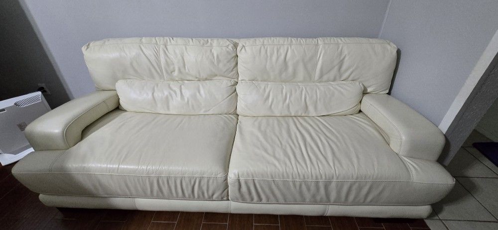 White Leather Sofa β $200 (Negotiable)
