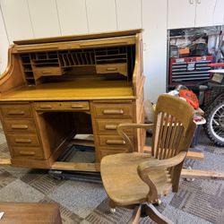Oak Roll top Desk 