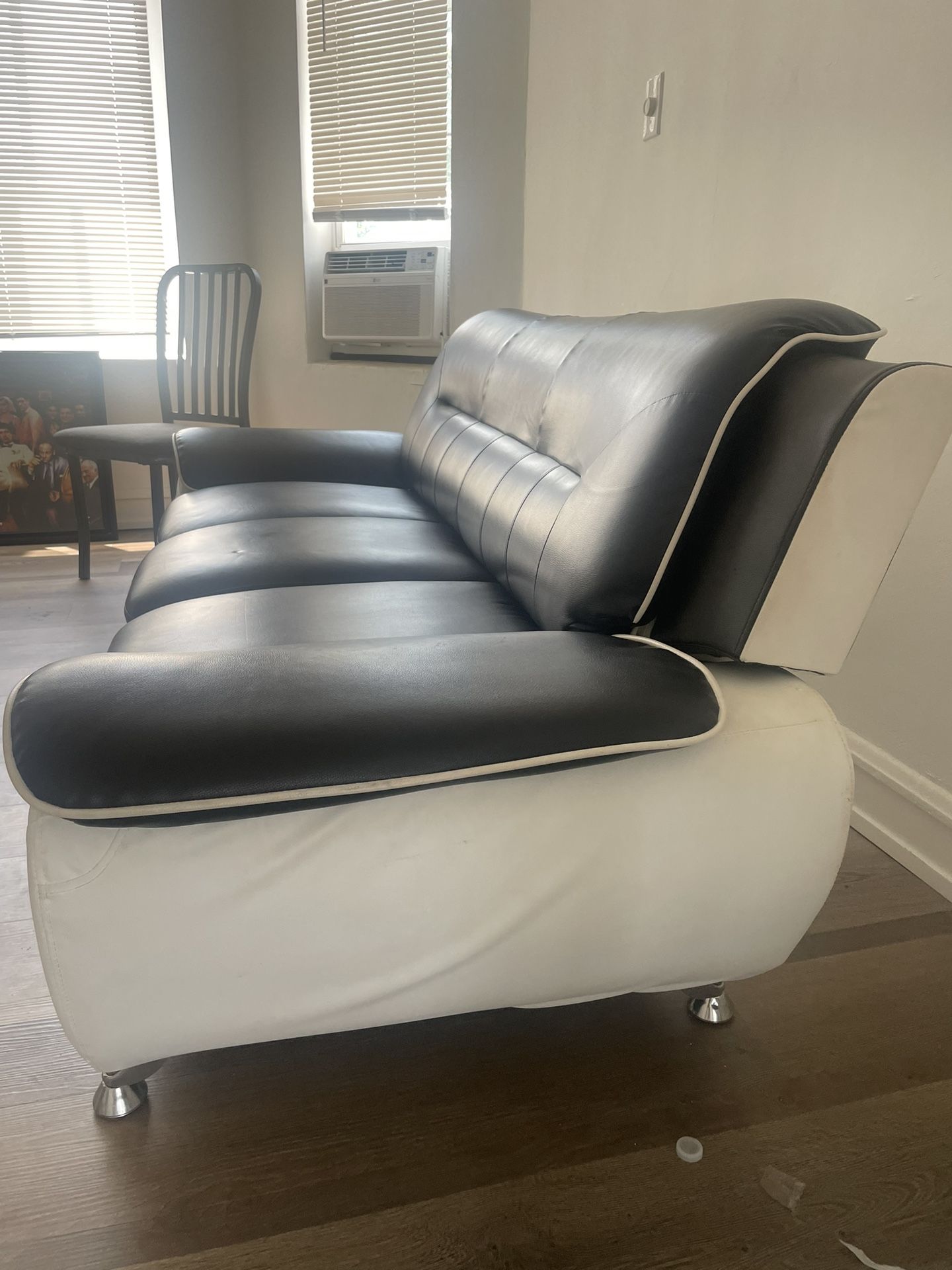 Black And White Leather Couch Like New