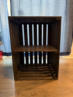 Dark Brown Wooden Record Crate