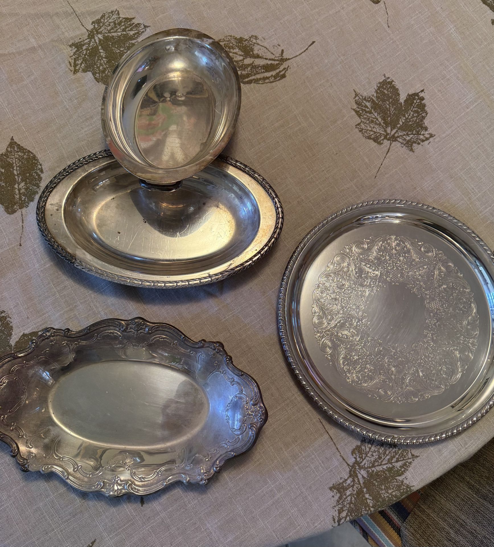 Silver Pleaded Antique Serving Dishes