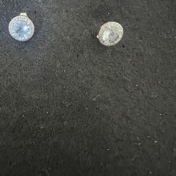 Solid 14 Kt White Gold Diamond Earrings 