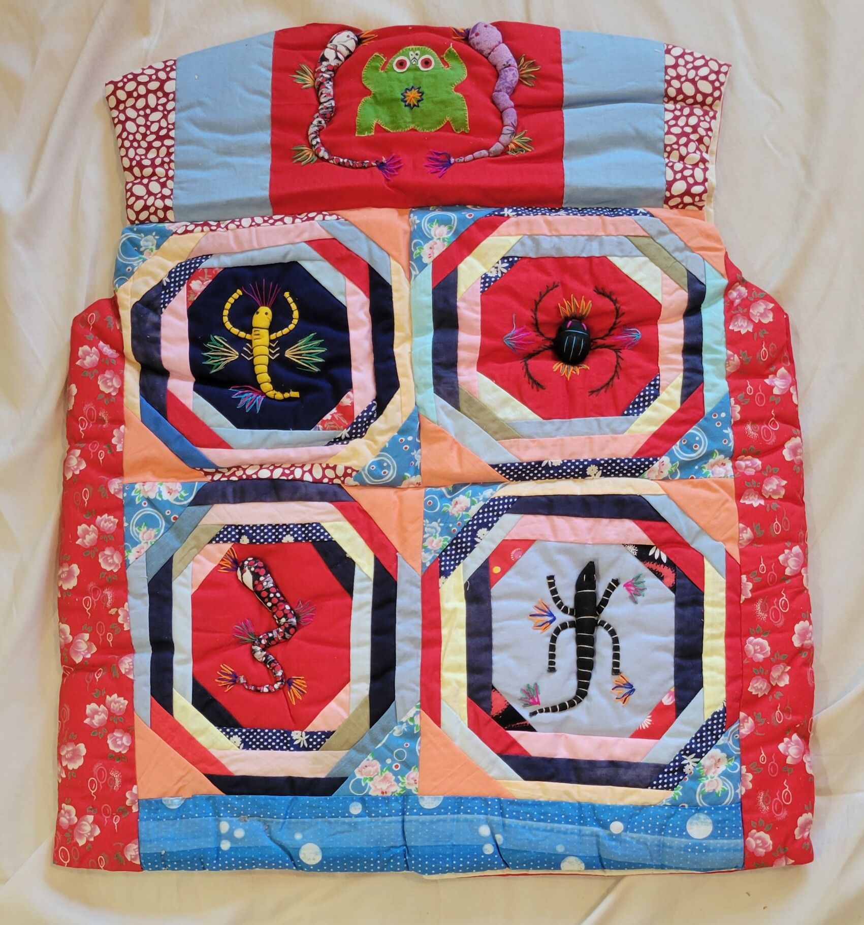 REDUCED PRICE, NOW $25.00 - CUSTOM Designed Handmade QUILTED Patchwork and EMBROIDERED Vest -Size S/M