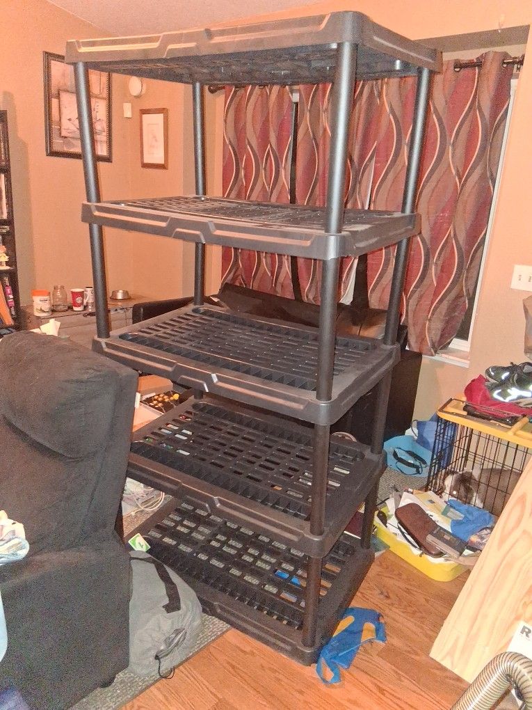 Hart Black Plastic 5 Shelving Unit