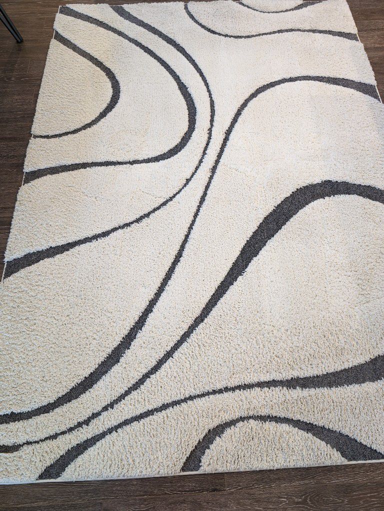 nuLOOM Contemporary Curves Shag Beige Gray 6'7" ft. x 9 ft. Area Rug
