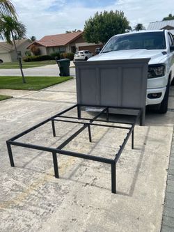 Solid wood Full size bed headboard and frame