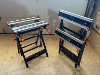 24-Inch Height Adjustable Tilting Steel Portable Work Bench and Vise (set of 2)