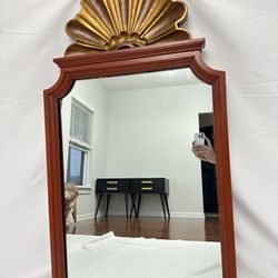 ORIGINAL VINTAGE ITALIAN VENETIAN STYLE SOLID WOOD RED & GOLD MIRROR - ONE OF A KIND!