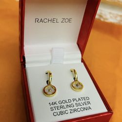 RACHEL ZOE LOS ANGELES 14 k GOLD PLATED STERLING SILVER CUBIC ZIRCONIA