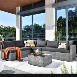 Seven Piece Modular Patio Furniture Set Brand New One Side Three Boxes Patio Outdoor Furniture 🆕