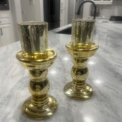 Pair Gold Candle Holders