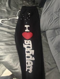 Black Graphic Sweatpants I Love Sp5der Medium