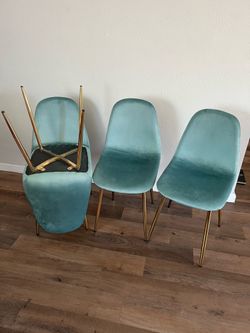 Velvet Dining Chairs with Gold Legs – New in Box