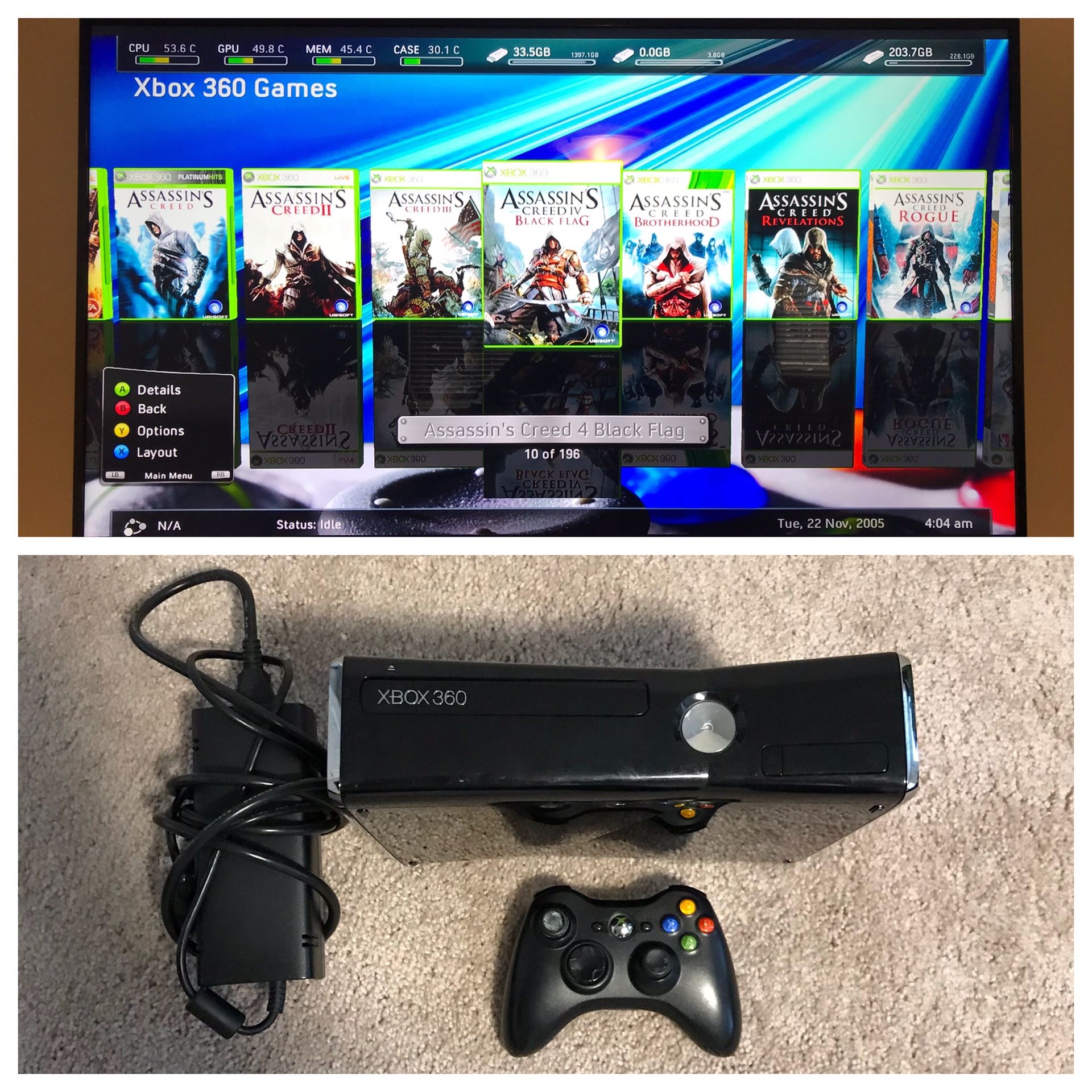 Modded RGH Jtag Arcade XBOX 360 video game with over 7500 Games