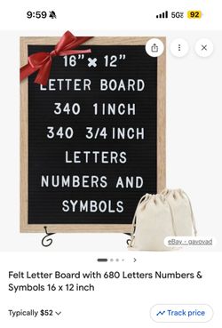 Trendan Felt Letter Board 16" × 12" with 680 Letters Numbers & Symbols