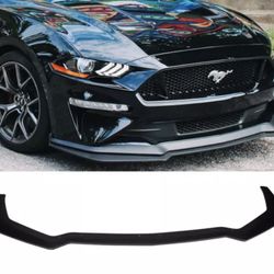 Fits 18-22 Ford Mustang GT Style Front Bumper Lip Spoiler Kit Unpainted Black PP