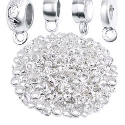 BronaGrand 100 Gram 4 Styles Bail Tube Beads Alloy Bail Beads Connectors Spacer Bead Hanger Links Charms for DIY European Bracelet Jewelry Making Supp