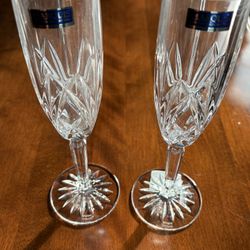 Set Of 2 Crystal Champagne Flutes