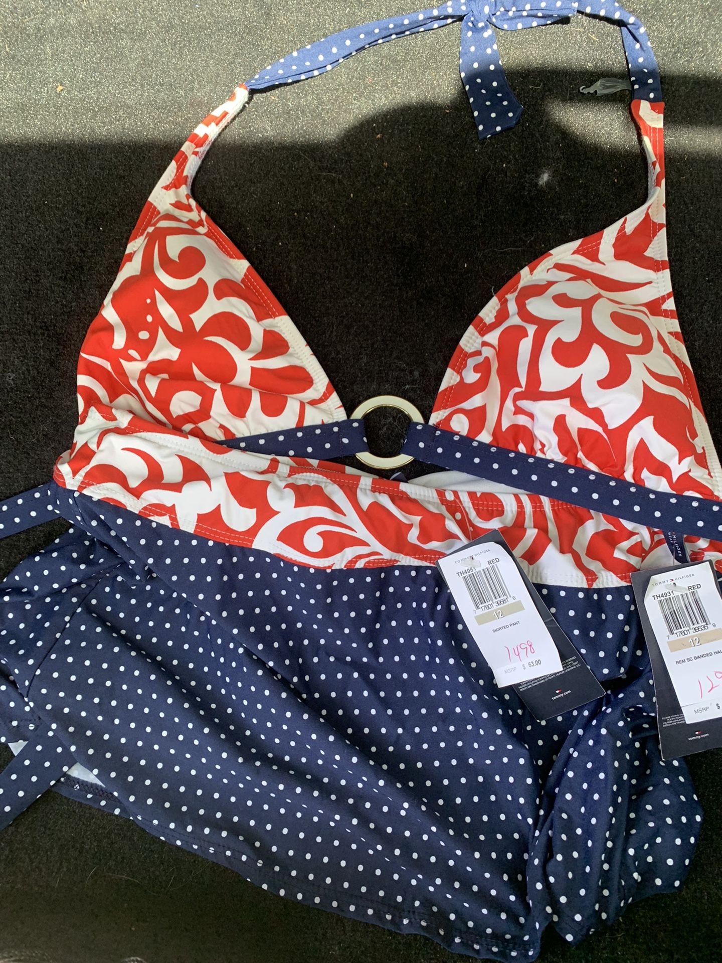 Tommy Hilfiger Red, White And Blue Bikini With A Skirt Bottom