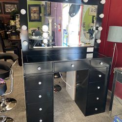 Black Vanity w/Lights and Drawers 👍90 days FREE FINANCING ❗NO CREDIT CHECK❗ 
