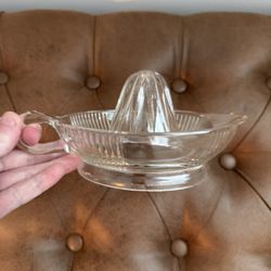 Vintage clear, glass hand juicer