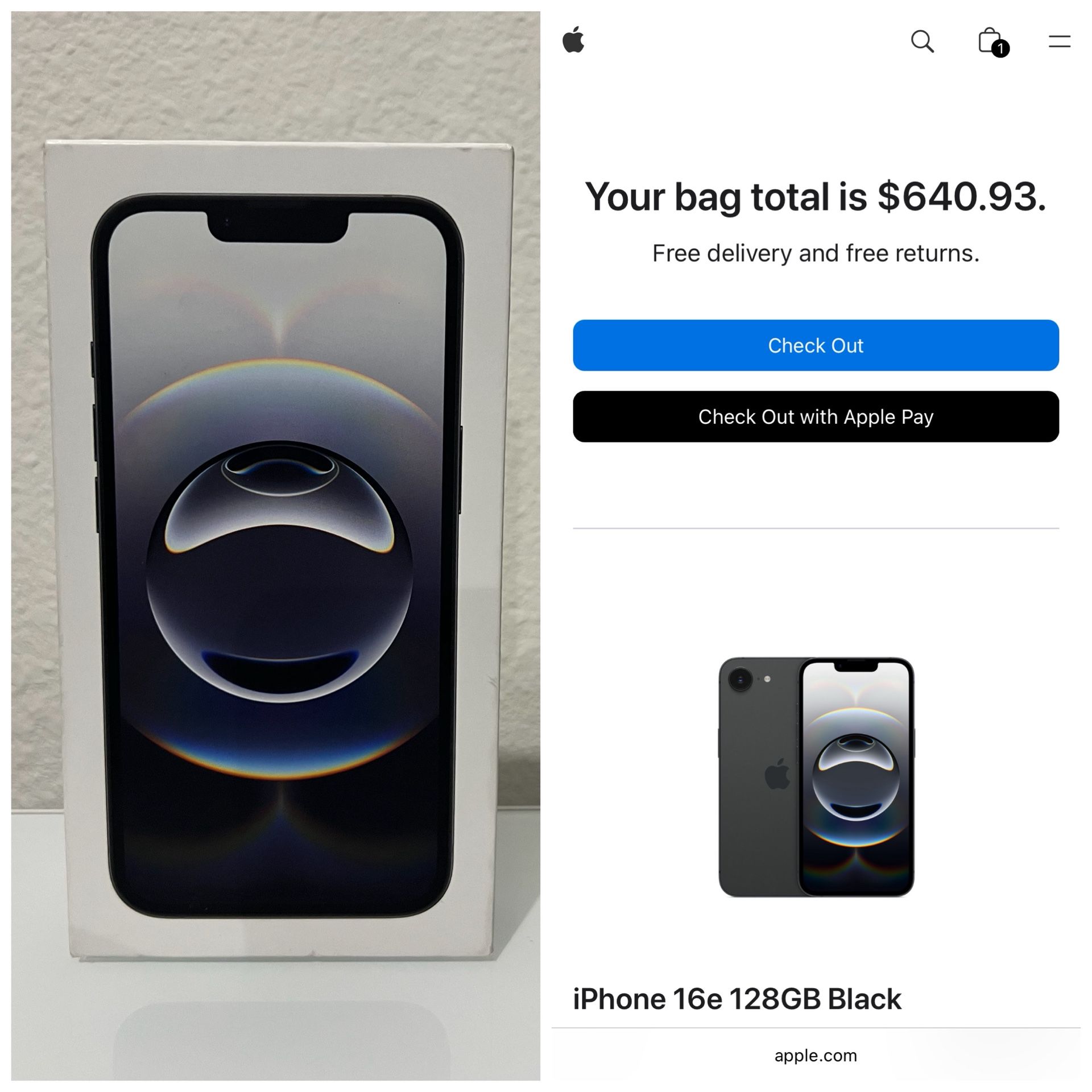 Brand new, never used iPhone 16e 128GB Black unlocked to work on any network for sale. Retails for $640.93, but I’m selling for $550.