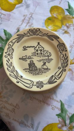Bucks County Plates, BUCKS COUNTY Underglaze Yellow Plate Vintage Royal Sebring Ohio Farmhouse 