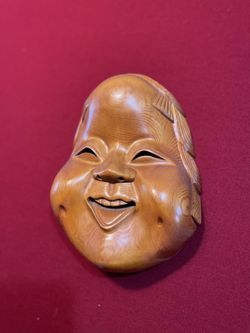 Japanese Carved Phoebe Wood Mask