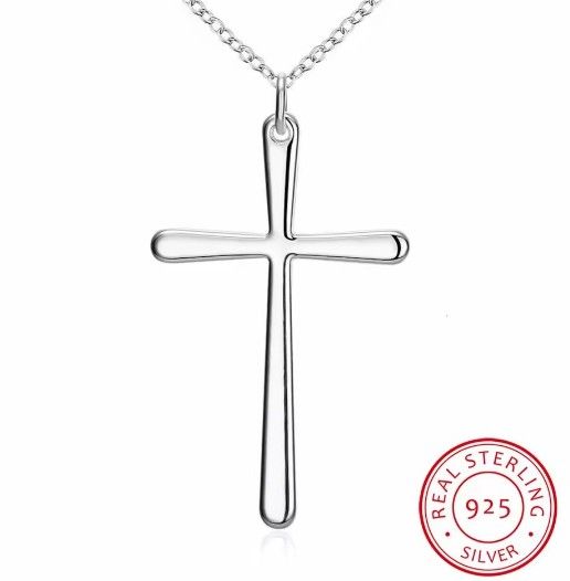 925 Sterling Silver 2" 3g weighted religious Cross Pendant Necklace for Men Women [PEN249]