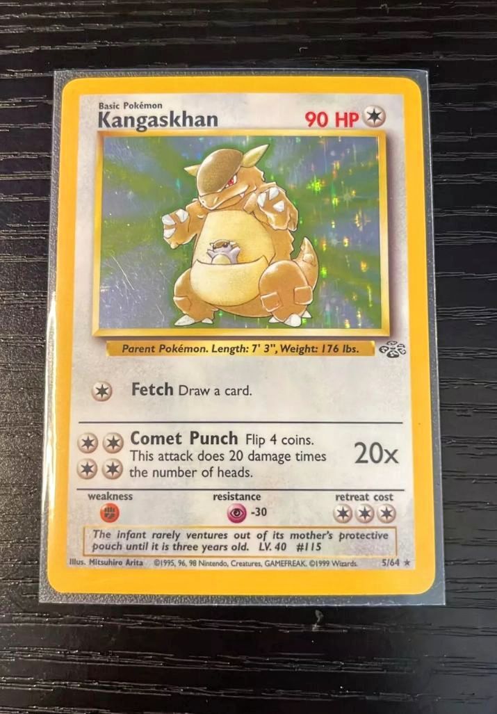 Vintage Kangaskhan Pokemon Holo Card 5/64 LV. 40 #115