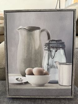Milk And Eggs Farmhouse Cottage Kitchen Canvas Sign