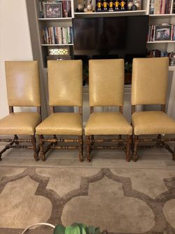 Restoration Hardware Leather Dining Chairs set of 4