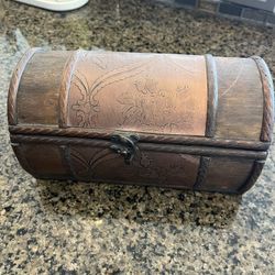 Small Wood & Metal Storage Chest - Home Decor Piece