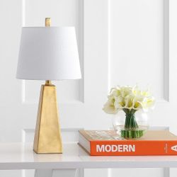 20.5" Resin LED Table Lamp Contemporary Bedside Desk Nightstand Lamp for Bedroom Living Room Office College Bookcase LED Bulb Included, Gold